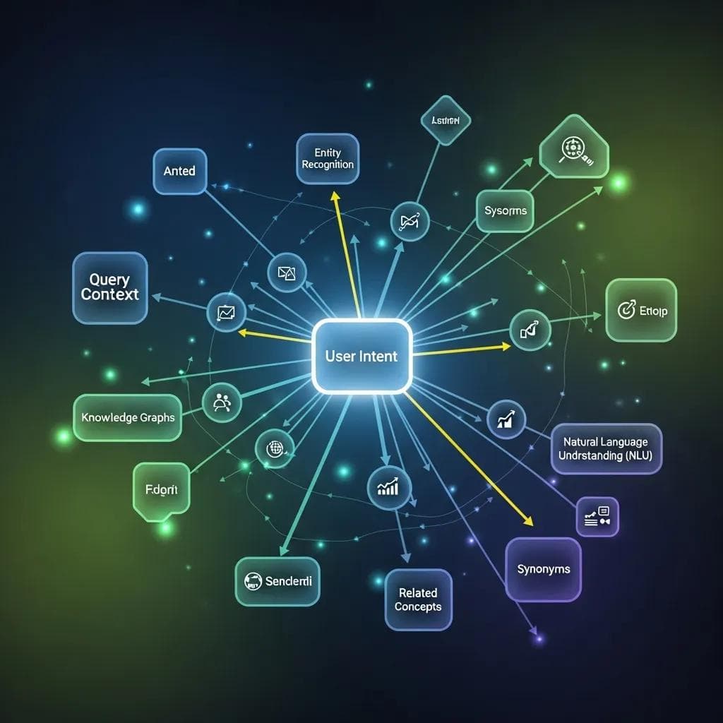 Interconnected nodes representing entities in semantic search optimization